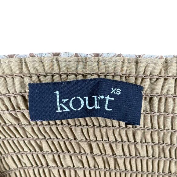 KOURT Tan Gold Smocked A-Line Mini Dress Women's Size XS Glam Calypso - Picture 6 of 9